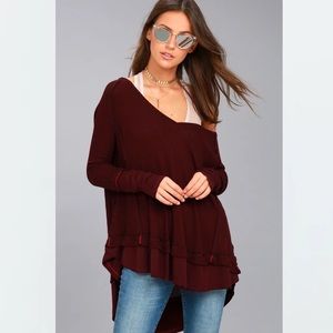 Free People Laguna Burgundy Thermal Long Sleeve Top